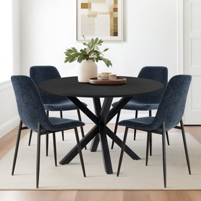 Dining table with navy chairs hotsell